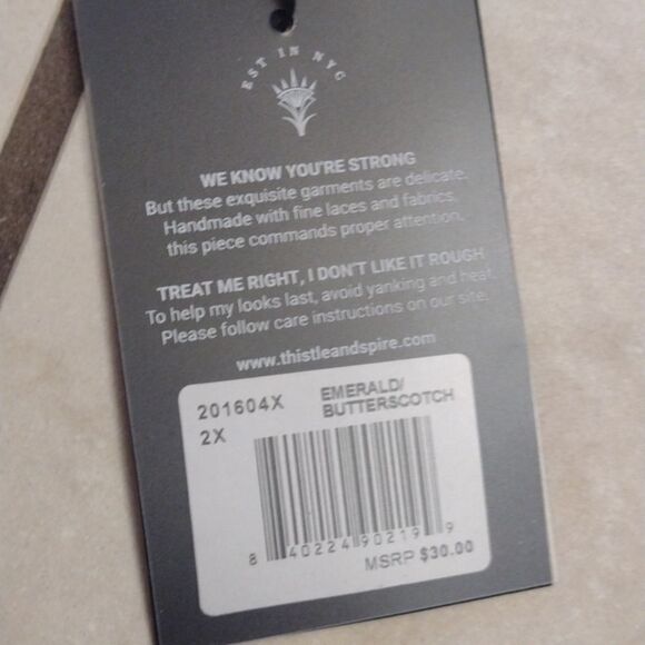 NWT Thistle and Spire Brooklyn Haze Thong Emerald Green Butterscotch size 2X - Picture 3 of 12